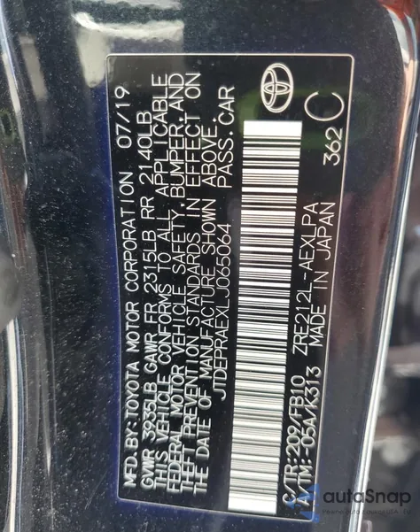 2020 Toyota Corolla Le from USA, damaged, VIN JTDEPRAEXLJ065064